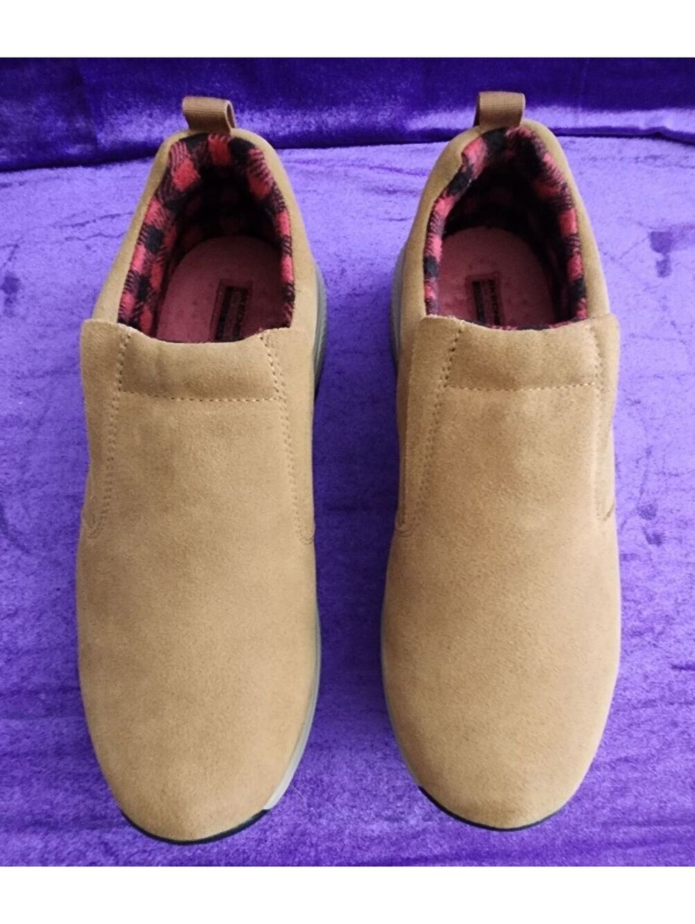 Skechers Women's Waterproof Slip-On Casual Shoes Tan Faux-Suede, Size 10